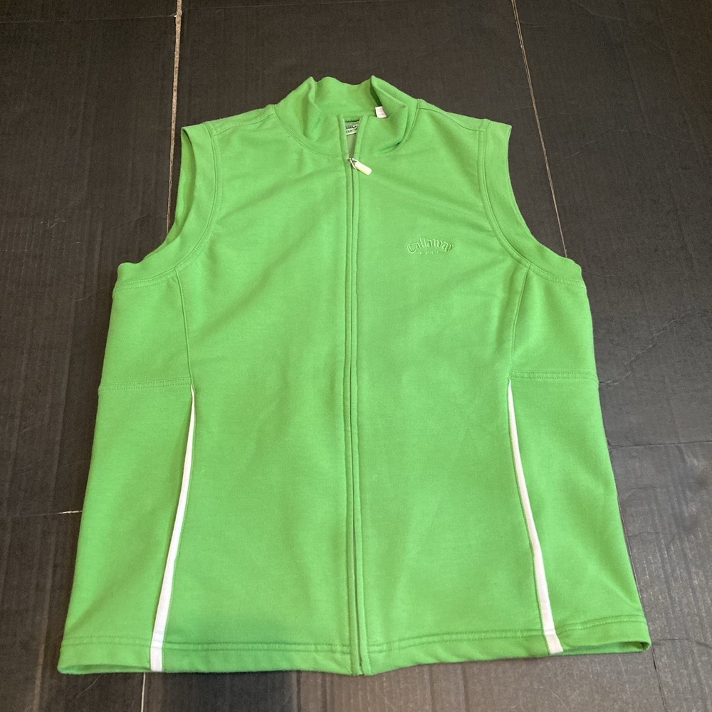 Callaway Golf Vest Full Zip Mock Neck, Womens Medium, Green, Cotton Polyester